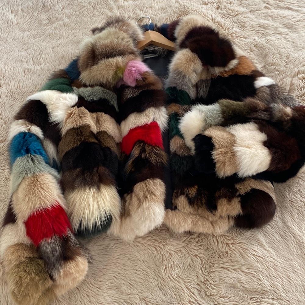 Multi colored fur jacket